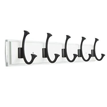 Imagem de KIZQYN Ganchos de casaco cabide de parede, gancho de madeira, gancho de casaco, prateleira simples para entrada, sala de estar, quarto, guarda-roupa, varanda, cozinha cabide de parede (cor: dourado)