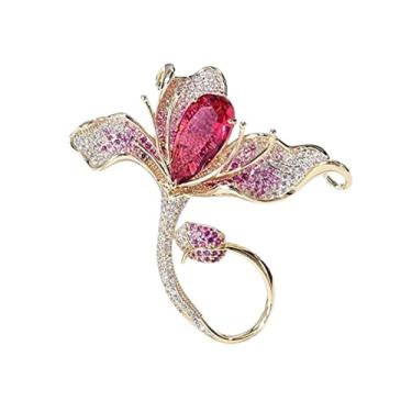 Imagem de KIZQYN Broche feminino broche de tulipa elegante e elegante, broche de luxo de alta qualidade acessórios bonitos presente para acessório de fantasia de mãe (cor: Rojo)