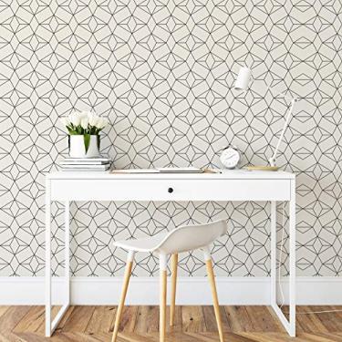 Imagem de Papel de Parede Bege Geométrico Moderno 57x270cm