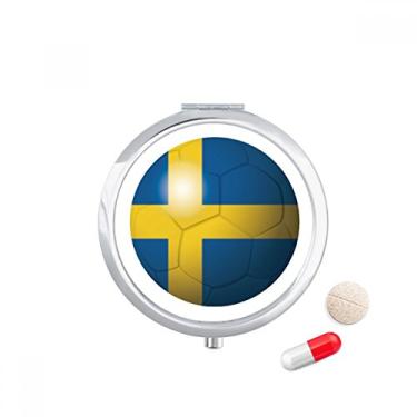 Imagem de Caixa de armazenamento de medicamentos com bandeira nacional da Suécia, porta-comprimidos de futebol americano