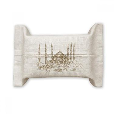 Imagem de Bolsa de linho de algodão com estampa de paisagem e lenço de papel