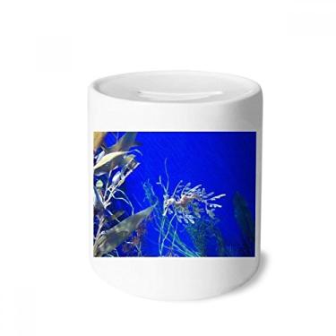 Imagem de DIYthinker Caixa para dinheiro com água profunda, oceano, hipocampo, azul, caixa para dinheiro de cerâmica, presente de cofrinho