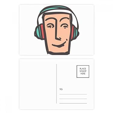 Imagem de Fone de ouvido abstrato com desenho de rosto feliz cartão postal aniversário cartão de felicitações