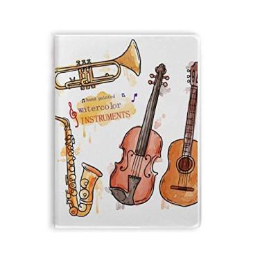 Imagem de Caderno de instrumentos musicais com estampa de aquarela, capa de goma