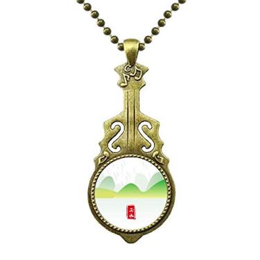 Imagem de DIYthinker Colar circular de água de chuva vinte e quatro termos solares, pingente de música de guitarra antiga