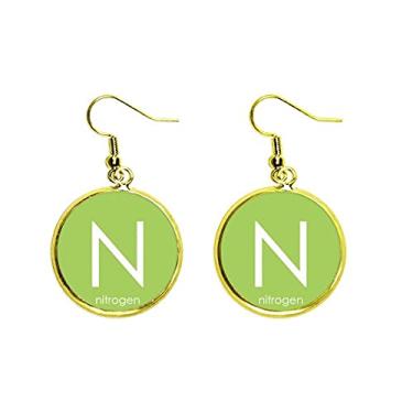 Imagem de Tabela de Período Elementos Químicos Elementos Chalcogens Elemento Nitrogênio N Orelha Pingente Dourado Joia Feminina