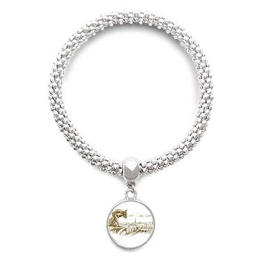 Imagem de DIYthinker Pulseira de prata com pingente redondo de desenho de monstro Landmark