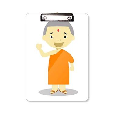 Imagem de Orange Dress Monk Nepal desenho prancheta pasta bloco de escrita placa de apoio A4