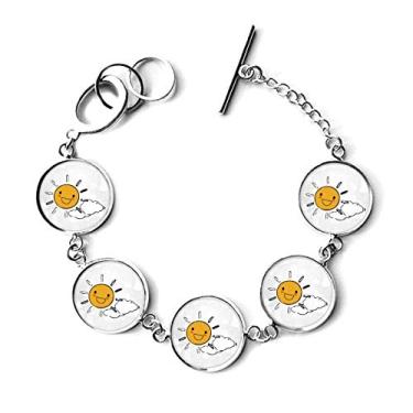 Imagem de DIYthinker Bracelete de corrente com estampa de nuvem de clima e sol