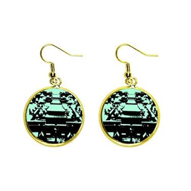 Imagem de Brinco feminino Potala China Proibden City Ear Pendente Golden Drop Jewelry