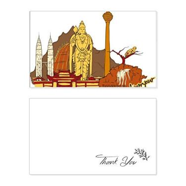 Imagem de Malásia Kuala Lumpur Aquarela Cartão de agradecimento Papel Aniversário Saudações Casamento Agradecimento