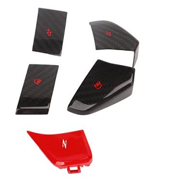 Imagem de Acabamento capa do botão do interruptor de controle do volante, substituição do botão de volume do volante para C8 2020 até o presente (vermelho)
