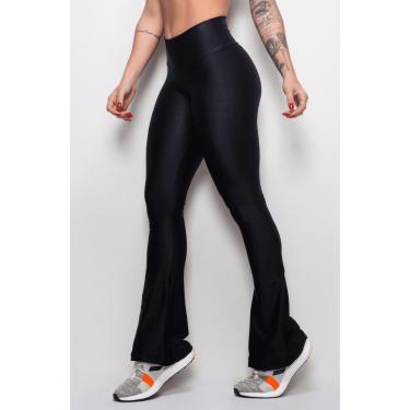 Imagem de Calça Flare Em Cirre Boca De Sino Bailarina Cintura Bem Alta Suplex Poliéster WOLFOX-Feminino