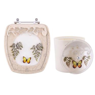 Imagem de Assento Sanitário Thema E Lixeira Decorados Para Vaso Incepa