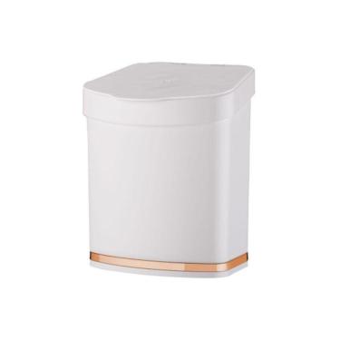Imagem de Lixeira Em Plástico Eleganza 2,5L Future Branco E Rose Gold