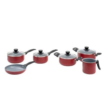 Imagem de Jogo de panelas antiaderente cerâmica 6 pçs vermelha - Oikos