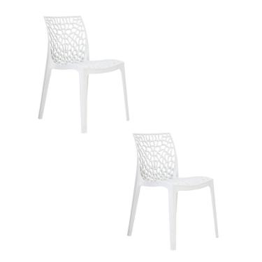 Imagem de Kit 2 Cadeiras Vazada em Polipropileno Gruvyer Fratini Móveis Branco