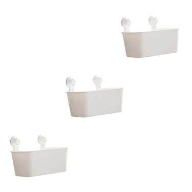 Imagem de BESTOYARD 3 Pçs Caixas De Armazenamento Pendurado Prateleira Montado Na Parede Caso Armazenamento Ventosa Organizador Rack Quadrado Branco