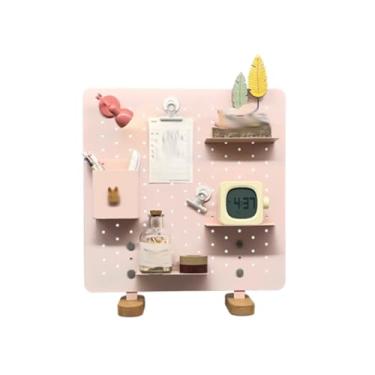 Imagem de Painel Porta-Ferramentas Pegboard de armazenamento de itens de mesa, painéis de metal de estilo minimalista, pegboard organizador de livros de itens pequenos (Color : Pink, Size : Medium)