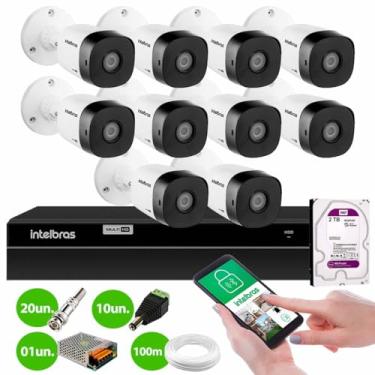 Imagem de Kit 10 Câmeras Intelbras Vhd 1230 B Full Hd 1080p Bullet Visão Noturna de 30 metros Ip67 + Dvr Intelbras Mhdx 1216 Full Hd 16 Canais Multi Hd + Hd 2tb