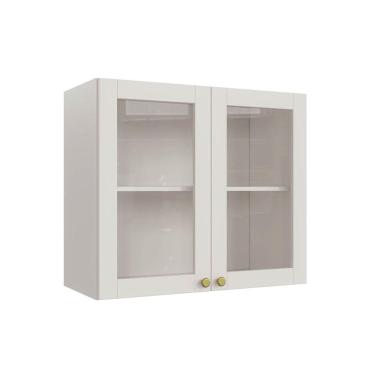 Imagem de Armário Aéreo 2 Portas 80cm com Porta de Vidro Arizona Cabecasa Madeiramadeira Branco