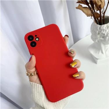 Imagem de Capa de silicone líquido original luxuosa para iPhone 13 Mini 12 11 Pro XR XS Max SE2 6 6S 7 8 Plus Capa de proteção fosca macia, vermelha, para iPhone 13