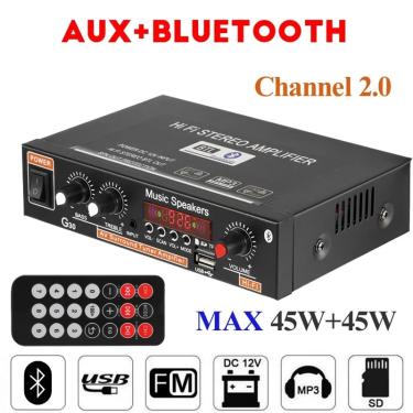 Imagem de Amplificadores de Potência Doméstica  Amplificador de Áudio Bluetooth  Subwoofer  FM  USB  UE  EUA
