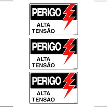 Imagem de Combo 3 Placas De Sinalização Perigo Alta Tensão 30X20 Ekomunike - S-217 F9e