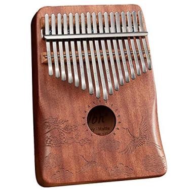 Imagem de Piano de polegar Kalimba de 17 teclas, com martelo de afinação, piano portátil Mbira Sanza Finger Piano, instrumento de marimba de mogno para iniciantes amantes de música (18 cm x 13 cm) retrô