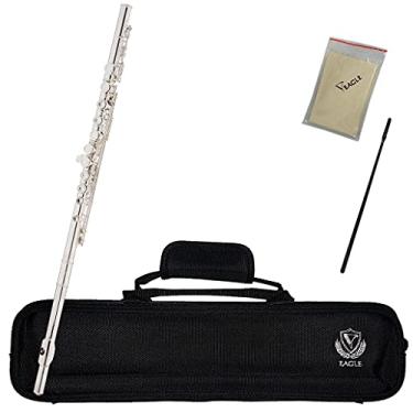 Imagem de Kit Flauta Eagle FL03S Transversal Prateada Dó Com Estojo