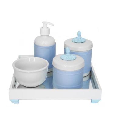 Imagem de Kit Higiene Espelho Potes, Molhadeira, Porta Álcool-Gel E Capa Provenç