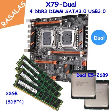 Imagem de Dual CPU Motherboard Combo  X79  DDR3  ECC  Memória RAM REG  2pcs  Xeon E5 2689  4pcs  8GB  32GB
