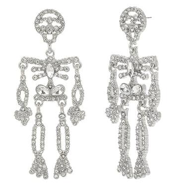 Imagem de Madison Tyler Brincos de Halloween para mulheres | Esqueleto | Crânio | Fantasma | Abóbora | Teia de aranha | Chapéu de feiticeiro | Travessuras ou travessuras | Brincos pendentes de Halloween Presente para meninas e crianças adolescentes, Zinco, Strass