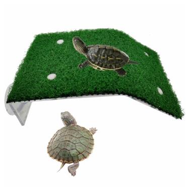 Imagem de Plataforma de descanso de tartaruga, rampa de simulação de tartaruga de grama, terraço de descanso de escada de escalada de tartaruga, acessórios de tanque de tartaruga de gramado, decoração flutuante