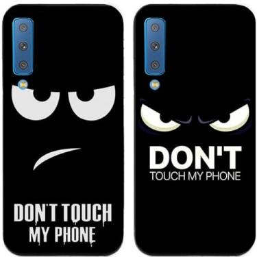 Imagem de 2 peças Don't Touch My Phone impresso TPU gel silicone capa de telefone traseira para Samsung Galaxy (Galaxy A7 2018)