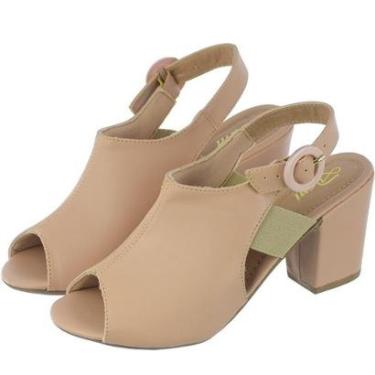 Imagem de Sandália Feminina Salto Grosso Média Fechada Elástico-Feminino