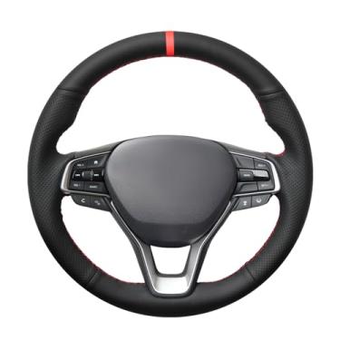 Imagem de MEWANT Capas de volante de couro genuíno pretas costuradas à mão para Honda Accord 2018 2019 Accord 10 Insight 2019 Acessórios de interiores automotivos