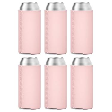 Imagem de TahoeBay 6 Slim Can Sleeves - Coolers de cerveja de neoprene em branco - Compatível com RedBull de 340 ml, Michelob Ultra, Seltzer de garra branca, Blush, 12oz, 6