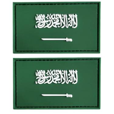 Imagem de Patch de bandeira da Arábia Saudita de borracha PVC para chapéus, bolsas táticas, jaquetas, remendo de roupas do time militar (pacote com 2)