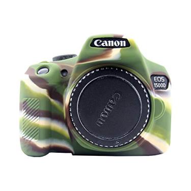 Imagem de Capa de câmera para Canon EOS Rebel T6 T7 T5, capa protetora de silicone macio antiarranhões para câmera DSLR Canon EOS 1500D Rebel T7 / EOS 1300D Rebel T6 (camuflagem)