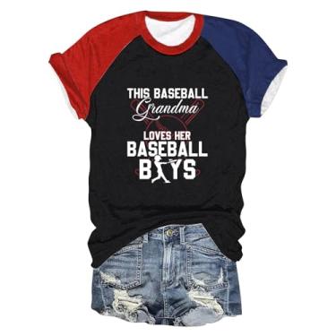 Imagem de Camisetas femininas de beisebol PKDong Baseball Grandma com estampa de letras engraçadas, gola redonda, manga curta, camisetas de beisebol femininas, Branco, GG