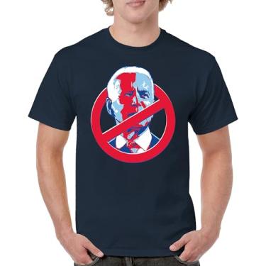 Imagem de Camiseta No Biden Anti Sleepy Joe Republican President Pro Trump 2024 MAGA FJB Lets Go Brandon Deplorable Camiseta masculina, Azul marinho, P