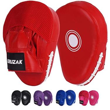 Imagem de Luvas de perfuração simples Kruzak para treinamento de Muay Thai MMA, almofadas de foco para artes marciais de boxe e alvo de perfuração (VERMELHO)