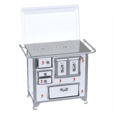 Imagem de Fogao a Lenha GII N 1 Gab Sec Branco Flor com Tampa