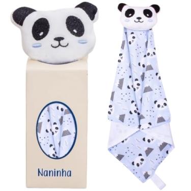 Imagem de Naninha para Bebê de bichinho de pelúcia com prendedor de chupeta (Panda Azul)