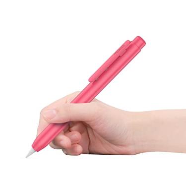 Imagem de Capa de suporte MoKo para Apple Pencil 1ª geração, retrátil, capa protetora para Apple Pencil de iPad, com clipe, vermelho melancia