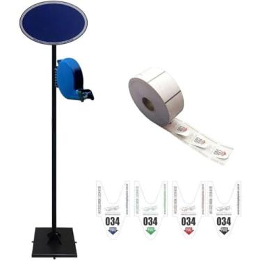 Imagem de Michelangelo Kit Dispensador Manual de Senhas Bico de Pato + Placa Retire sua Senha + Suporte de Piso + 2000 Tickets na cor Azul