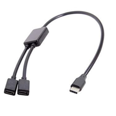 Imagem de chenyang Cabo USB C OTG, USB tipo C 1 macho para 2 fêmeas, cabo de hub de duas portas para laptop, PC, mouse e disco flash