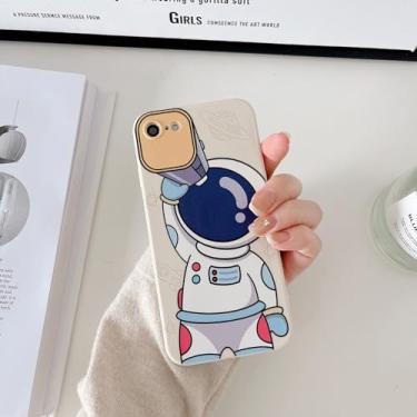 Imagem de Yonds Queen Capa para iPhone SE 2022 (3ª geração) iPhone 7/8 /SE2 (2020), desenho animado bonito astronauta espaço design legal capa protetora à prova de choque TPU macio (telescópio branco, iPhone