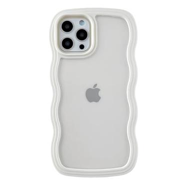 Imagem de Caseative Capa para iPhone 12 Pro, linda capa de celular macia à prova de choque com moldura ondulada (branca)